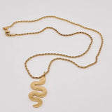 14k Gold-Plated Stainless Steel Snake Pendant Necklace