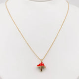 Mini Red Enamel Mushroom Pendant Necklace