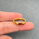 Inlaid Zircon 18K Gold Plated Steel Ring