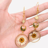 Sun Moon Earrings Transparent Daisy Pendant Earrings