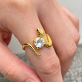 Snake Coiled Zircon 18K Gold Plated Stainless Steel Ring