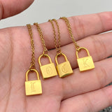 Initial Lock Charm Necklace