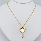 Enamel Gold Plated Mirror Pendant Necklace