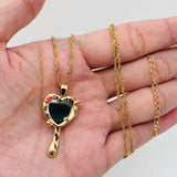 Enamel Gold Plated Mirror Pendant Necklace