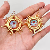 Dazzling Golden Sun Earring