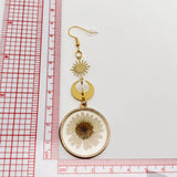 Sun Moon Earrings Transparent Daisy Pendant Earrings