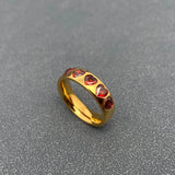 5 Heart 18k Gold Plated Ring