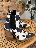 Nashville Booties (Black/White Cow)