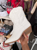 Claire Cowgirl Boots (White)