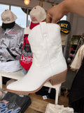 Claire Cowgirl Boots (White)