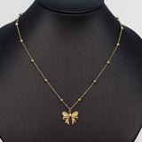 Gold Plated Stainless Steel Bow Pendant Necklace