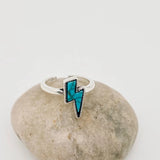 Turquoise Lightning Bolt Ring (Silver)