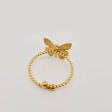 18K Gold Plated Stainless Steel Butterfly Ring