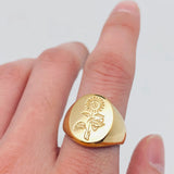 Glossed Surface Stainless Steel Sunflower Ring (Gold)