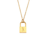 Initial Lock Charm Necklace