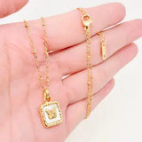 Butterfly Square Charm 18K Gold-Plated Necklace